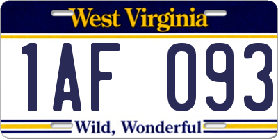 WV license plate 1AF093