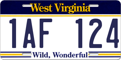 WV license plate 1AF124