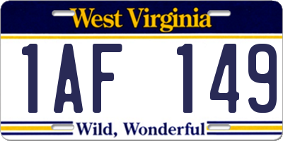 WV license plate 1AF149