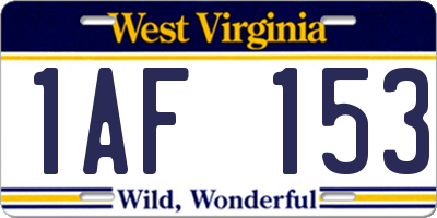 WV license plate 1AF153