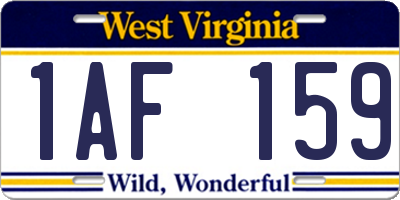 WV license plate 1AF159