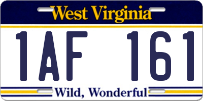 WV license plate 1AF161