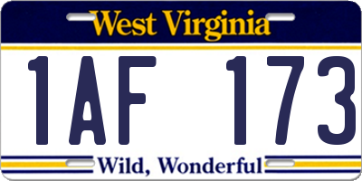 WV license plate 1AF173