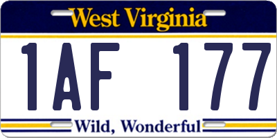 WV license plate 1AF177