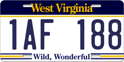 WV license plate 1AF188