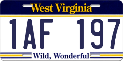 WV license plate 1AF197