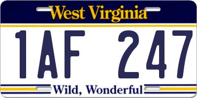 WV license plate 1AF247