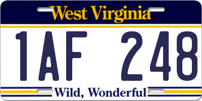 WV license plate 1AF248