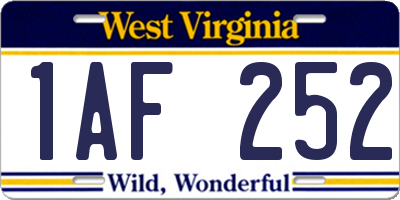 WV license plate 1AF252