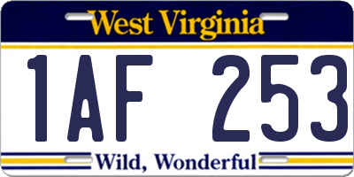 WV license plate 1AF253