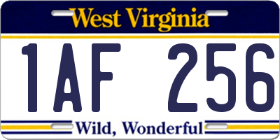 WV license plate 1AF256