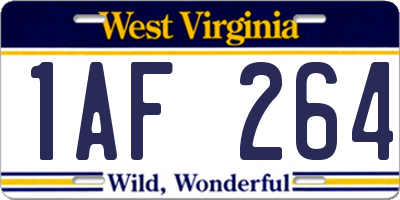 WV license plate 1AF264