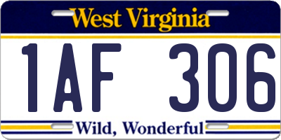 WV license plate 1AF306