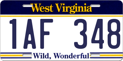 WV license plate 1AF348