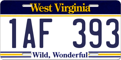 WV license plate 1AF393