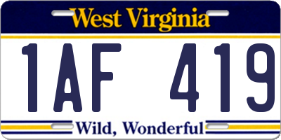 WV license plate 1AF419