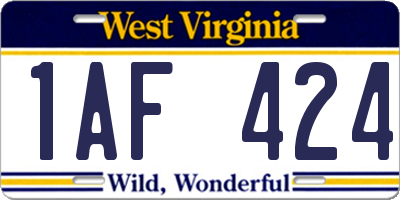 WV license plate 1AF424