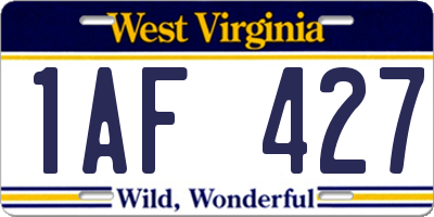 WV license plate 1AF427