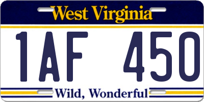 WV license plate 1AF450