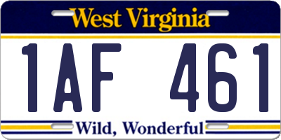 WV license plate 1AF461