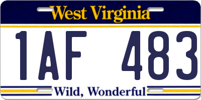 WV license plate 1AF483
