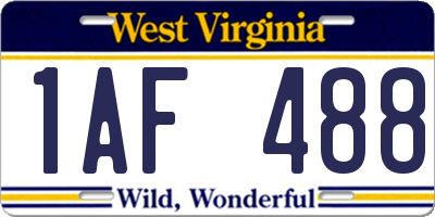 WV license plate 1AF488