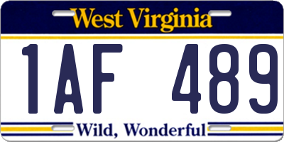 WV license plate 1AF489