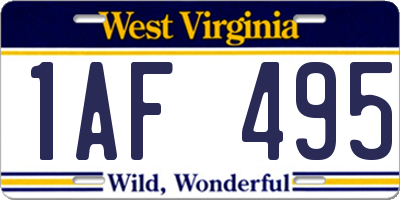 WV license plate 1AF495