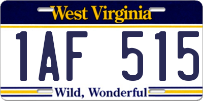WV license plate 1AF515