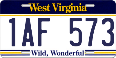 WV license plate 1AF573
