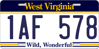 WV license plate 1AF578