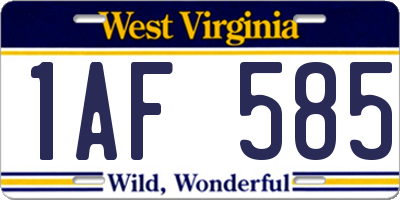 WV license plate 1AF585