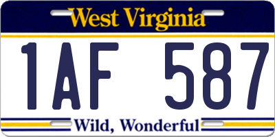 WV license plate 1AF587