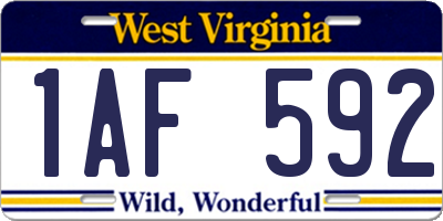 WV license plate 1AF592
