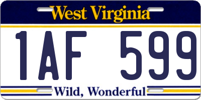 WV license plate 1AF599