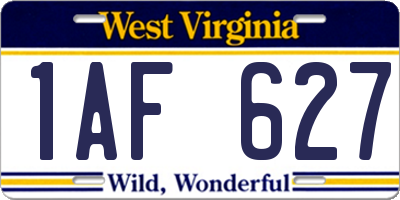 WV license plate 1AF627