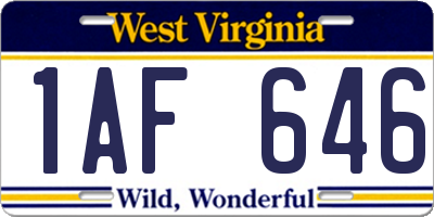 WV license plate 1AF646