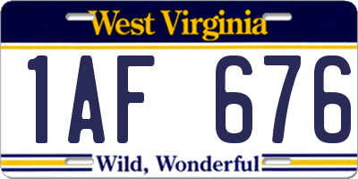 WV license plate 1AF676