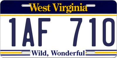 WV license plate 1AF710