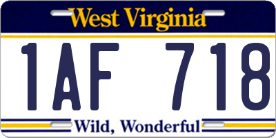WV license plate 1AF718