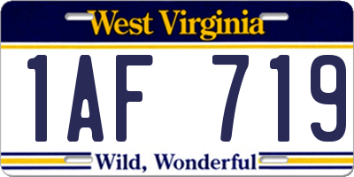 WV license plate 1AF719