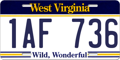 WV license plate 1AF736