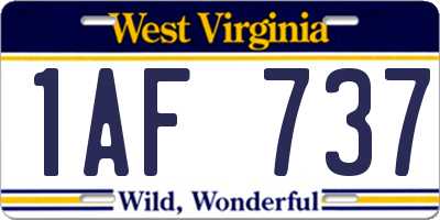 WV license plate 1AF737