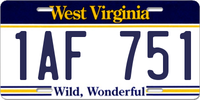 WV license plate 1AF751