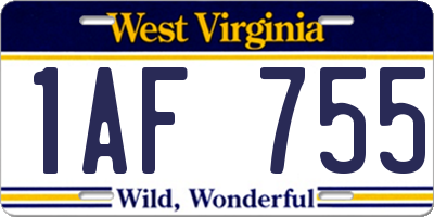 WV license plate 1AF755