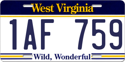 WV license plate 1AF759