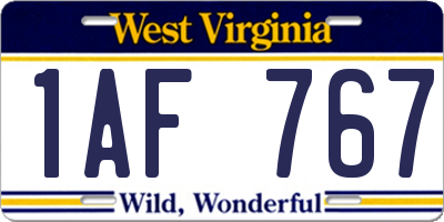 WV license plate 1AF767