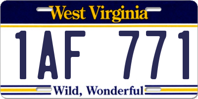 WV license plate 1AF771