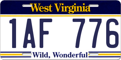 WV license plate 1AF776
