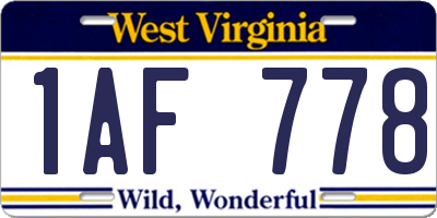 WV license plate 1AF778